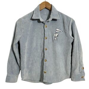 Peanuts Snoopy Arturo Calle Kids Button Up Shirt 8-9 Blue Long Sleeve Embroider